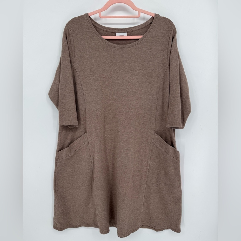 J.Jill Pure Jill Women's Light Brown Sweater Dress With Scoop Neck Size 1X